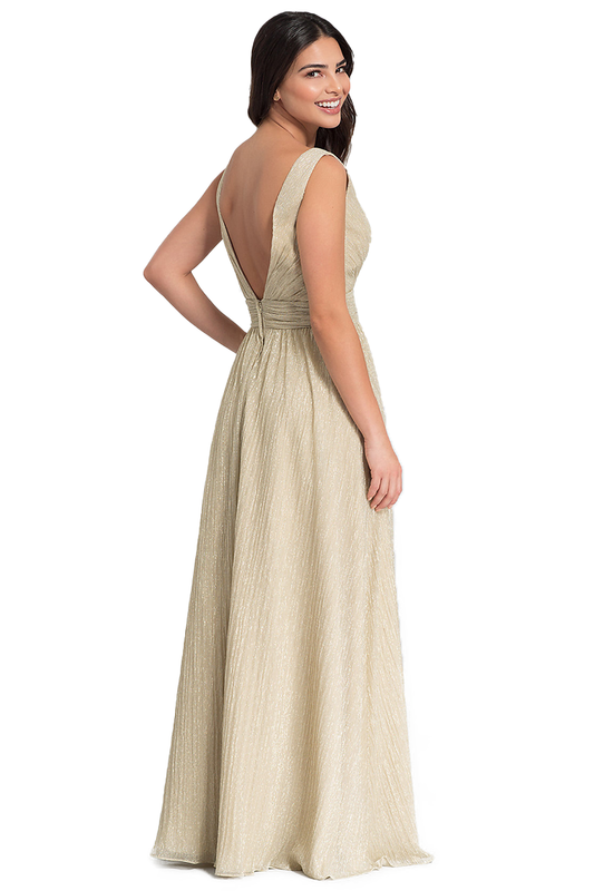 Ina Sweep-Brush Train V-Neck Sleeveless Natural Waist A-Line/Princess Chiffon Bridesmaid Dresses