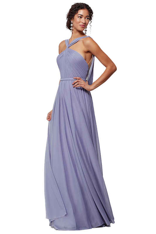 Sylvia Sleeveless Floor Length A-Line/Princess Natural Waist Straps Chiffon Bridesmaid Dresses