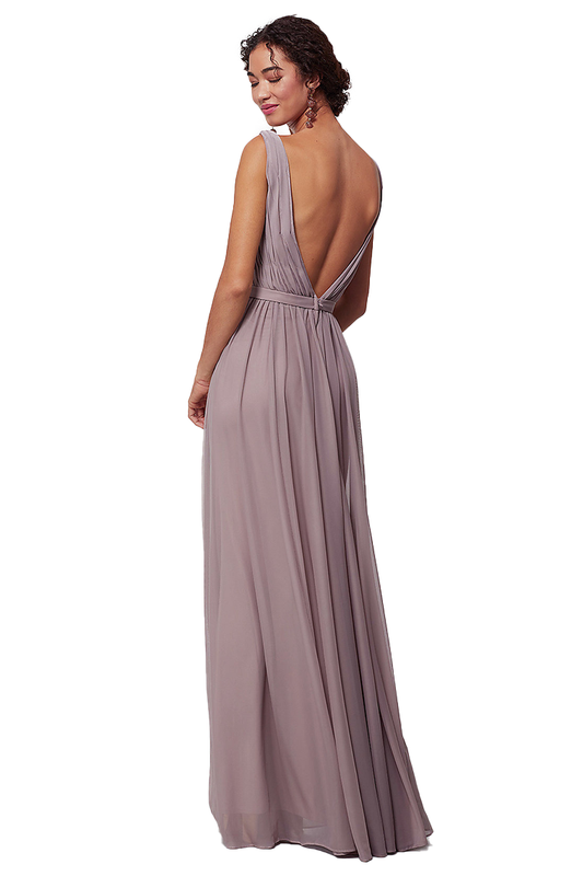 Laurel Natural Waist Chiffon A-Line/Princess V-Neck Floor Length Sleeveless Bridesmaid Dresses