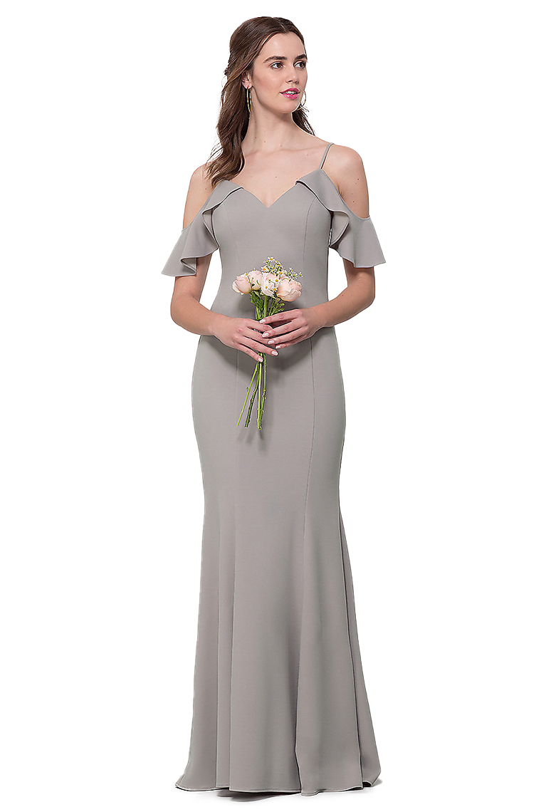 Elva Stretch Satin Floor Length Sleeveless Spaghetti Straps Natural Waist A-Line/Princess Bridesmaid Dresses