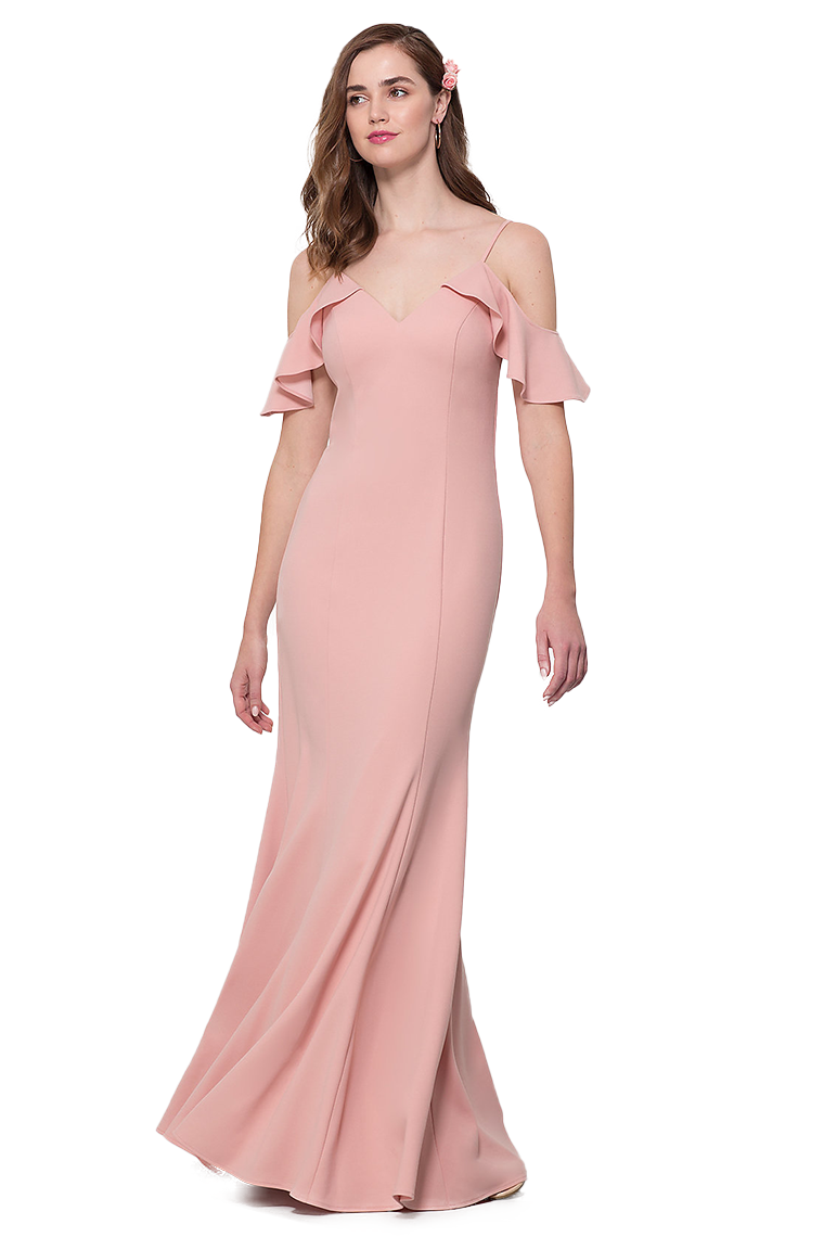 Elva Stretch Satin Floor Length Sleeveless Spaghetti Straps Natural Waist A-Line/Princess Bridesmaid Dresses