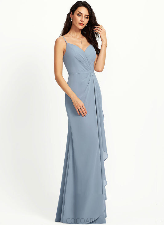 Length Sheath/Column Silhouette Floor-Length V-neck Neckline Straps Fabric Kim Natural Waist Sleeveless Floor Length Bridesmaid Dresses