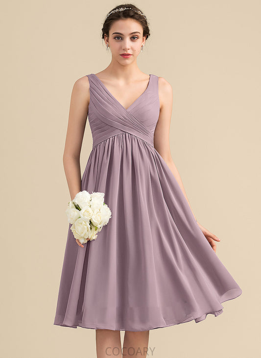 Silhouette Fabric Embellishment Knee-Length Length Neckline Empire CascadingRuffles V-neck Alexandria Floor Length Spaghetti Staps Bridesmaid Dresses