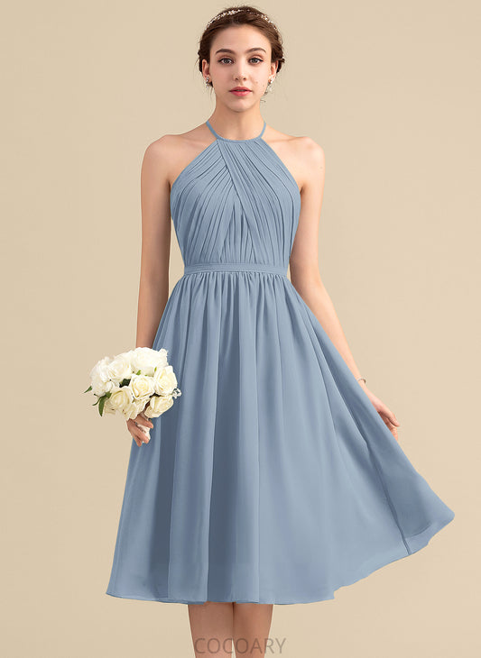 Ruffle ScoopNeck Neckline Knee-Length A-Line Embellishment Silhouette Fabric Length Carlie Natural Waist Tea Length Bridesmaid Dresses