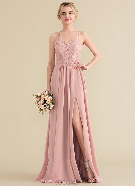 Floor-Length Fabric Neckline Sweetheart Embellishment A-Line SplitFront Length Silhouette Jane Sleeveless V-Neck Bridesmaid Dresses