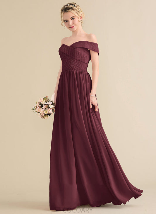 Neckline Off-the-Shoulder Fabric A-Line Silhouette Length Embellishment Floor-Length Ruffle Kayley V-Neck A-Line/Princess Bridesmaid Dresses