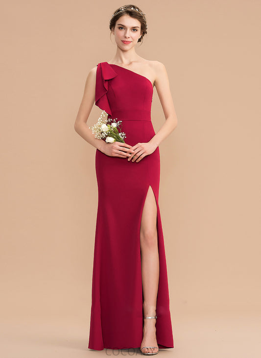 Fabric Sheath/Column SplitFront One-Shoulder Embellishment Neckline Floor-Length Length Silhouette Hortensia Sleeveless Floor Length Bridesmaid Dresses