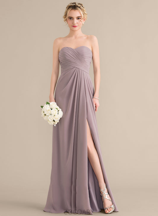 Floor-Length Ruffle Neckline Silhouette SplitFront Length A-Line Embellishment Sweetheart Fabric Aliya V-Neck Bridesmaid Dresses