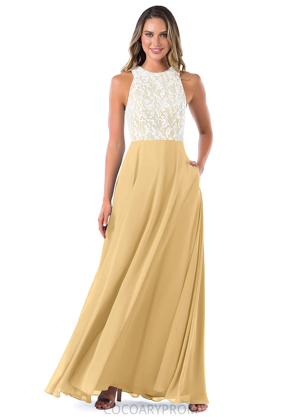 Kennedi Floor Length A-Line/Princess V-Neck Natural Waist Sleeveless Bridesmaid Dresses