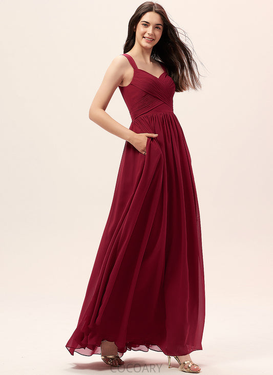 Length Neckline Pockets Fabric A-Line Floor-Length Sweetheart Ruffle Silhouette Embellishment Savanna Natural Waist Bridesmaid Dresses