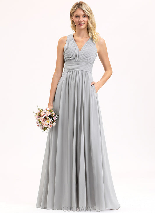 Embellishment Length Fabric Neckline Bow(s) A-Line Ruffle V-neck Pockets Silhouette Floor-Length Linda Bridesmaid Dresses