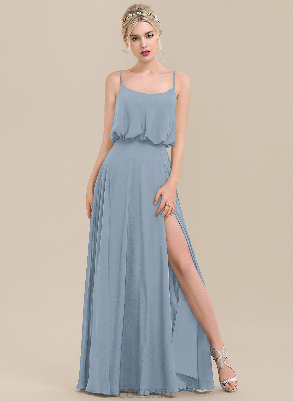 Neckline Floor-Length Silhouette Length A-Line SquareNeckline Fabric Embellishment SplitFront Amani A-Line/Princess Short Sleeves Bridesmaid Dresses