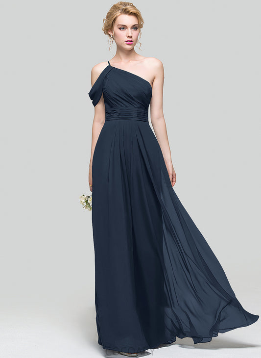 One-Shoulder Floor-Length Silhouette Neckline Fabric A-Line Embellishment Length Ruffle Sienna A-Line/Princess Floor Length Bridesmaid Dresses