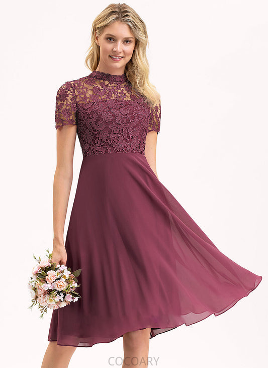 Straps ScoopNeck Neckline Silhouette Length Lace Fabric Knee-Length A-Line Tricia Knee Length Sleeveless Bridesmaid Dresses