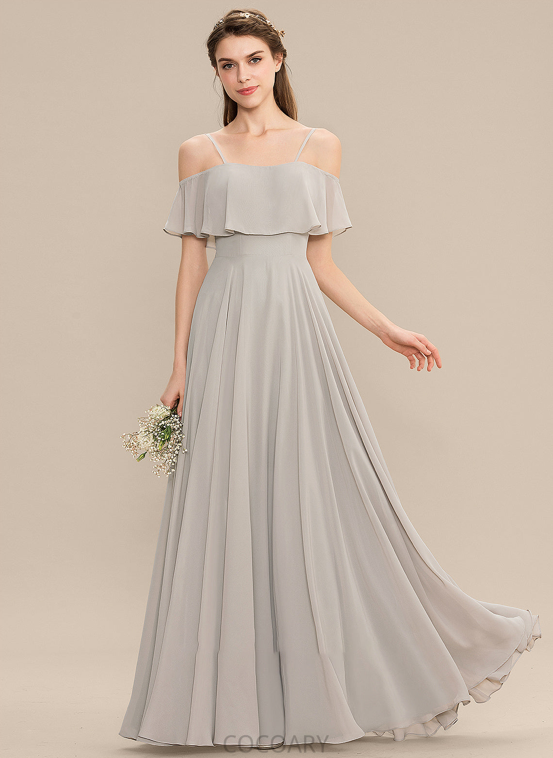 Silhouette Fabric Straps Floor-Length Off-the-Shoulder Neckline A-Line Length Rita Floor Length Off The Shoulder A-Line/Princess Bridesmaid Dresses