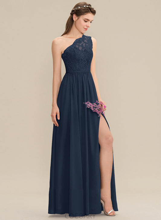 Silhouette Length One-Shoulder Neckline Embellishment SplitFront Floor-Length A-Line Fabric Rayne A-Line/Princess Sleeveless Bridesmaid Dresses