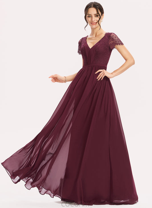 A-Line V-neck Fabric Embellishment Length Neckline Floor-Length Silhouette Lace Sahna Floor Length Natural Waist Bridesmaid Dresses