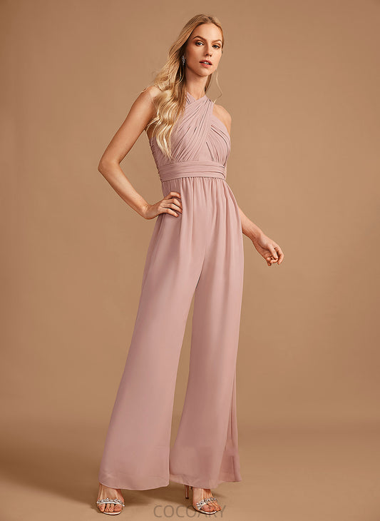 Floor-Length Embellishment Neckline Straps Pleated Length HighNeck Fabric Cherish Scoop Natural Waist Floor Length Bridesmaid Dresses