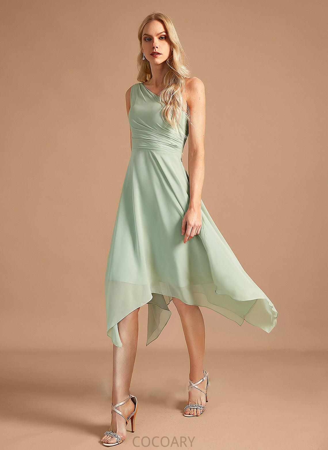 Length Asymmetrical Neckline Silhouette Embellishment One-Shoulder A-Line Ruffle Fabric Cornelia Floor Length Natural Waist Bridesmaid Dresses