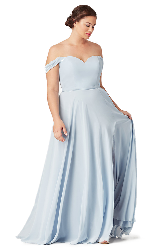 Vanessa Natural Waist Off The Shoulder Sleeveless Chiffon A-Line/Princess Floor Length Bridesmaid Dresses