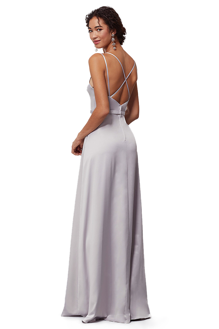 Samantha Natural Waist Satin A-Line/Princess Floor Length Sleeveless Straps Bridesmaid Dresses