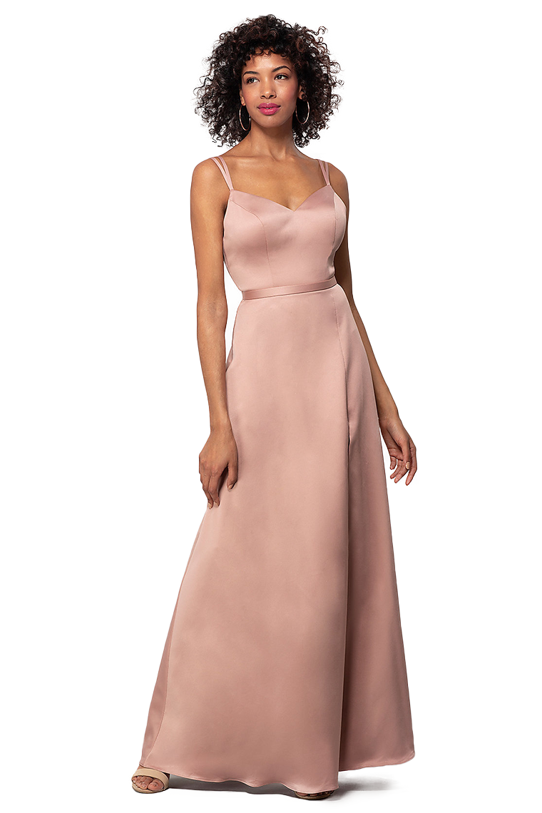 Samantha Natural Waist Satin A-Line/Princess Floor Length Sleeveless Straps Bridesmaid Dresses