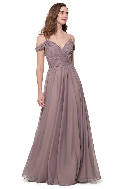 Daphne A-Line/Princess Spaghetti Straps Natural Waist Chiffon Floor Length Sleeveless Bridesmaid Dresses