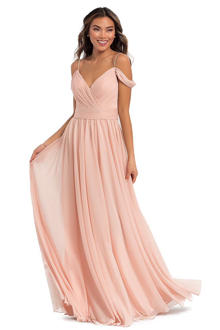 Lynn A-Line/Princess Floor Length Chiffon Natural Waist Off The Shoulder Sleeveless Bridesmaid Dresses