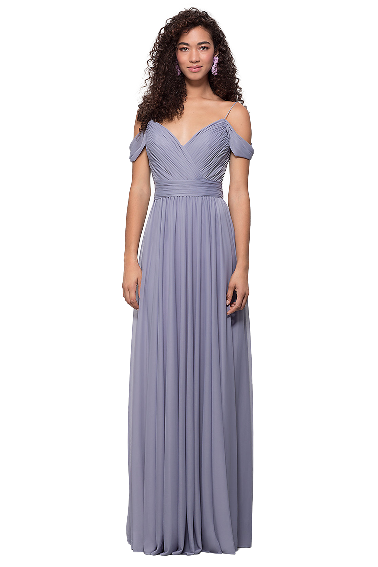 Lynn A-Line/Princess Floor Length Chiffon Natural Waist Off The Shoulder Sleeveless Bridesmaid Dresses