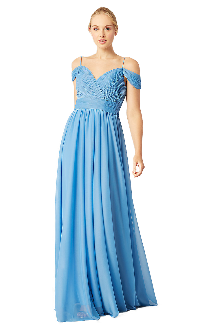 Lynn A-Line/Princess Floor Length Chiffon Natural Waist Off The Shoulder Sleeveless Bridesmaid Dresses