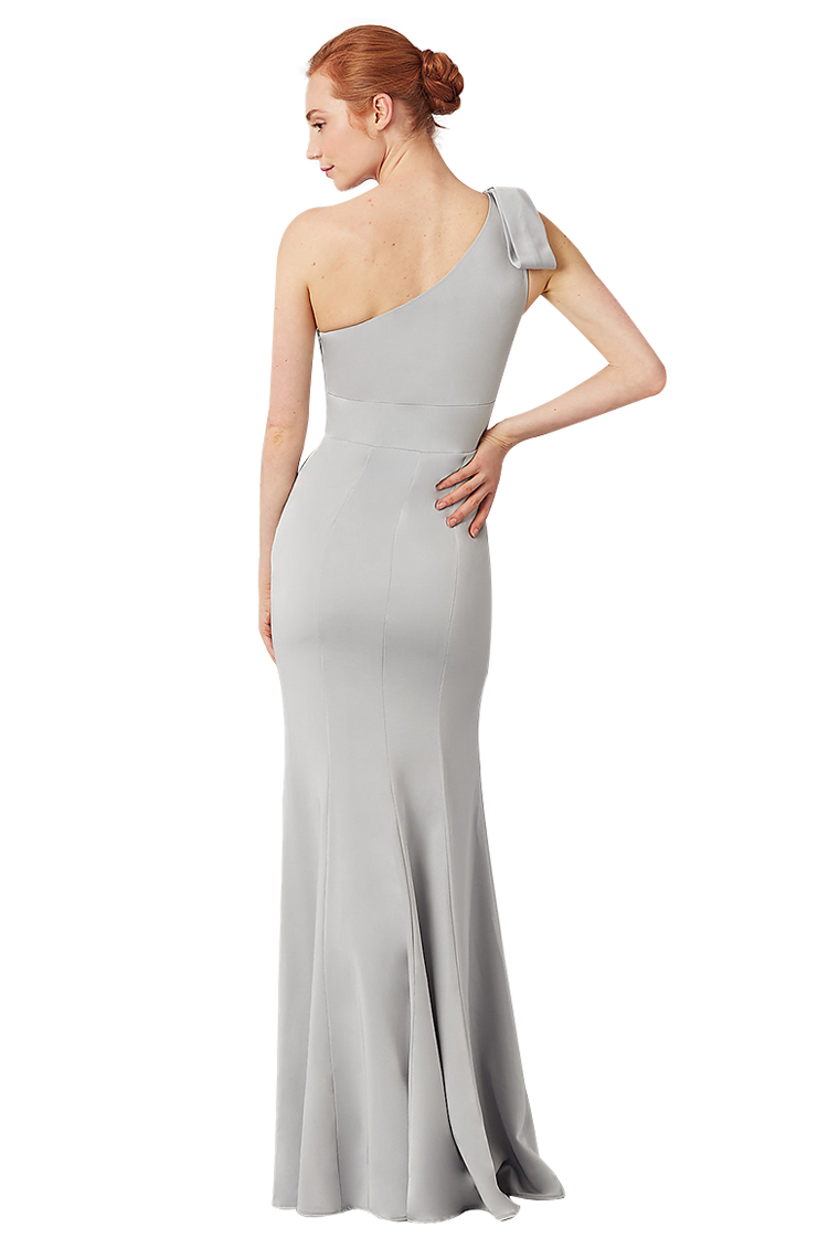 Cornelia One Shoulder Trumpet/Mermaid Sleeveless Floor Length Stretch Satin Natural Waist Bridesmaid Dresses