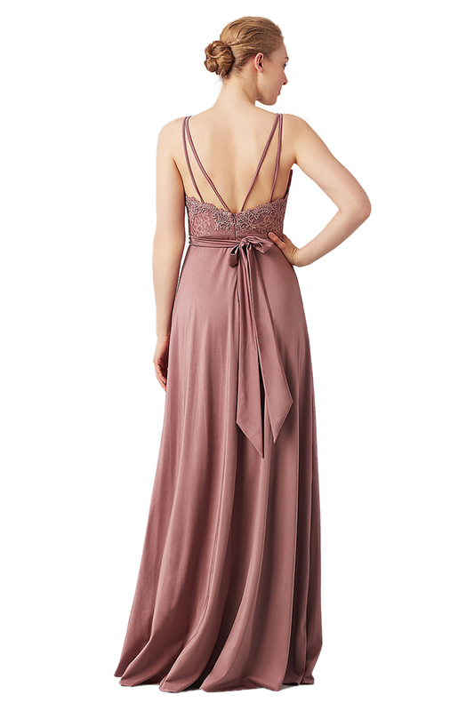 Lynn Floor Length Satin Sleeveless A-Line/Princess Straps Natural Waist Bridesmaid Dresses