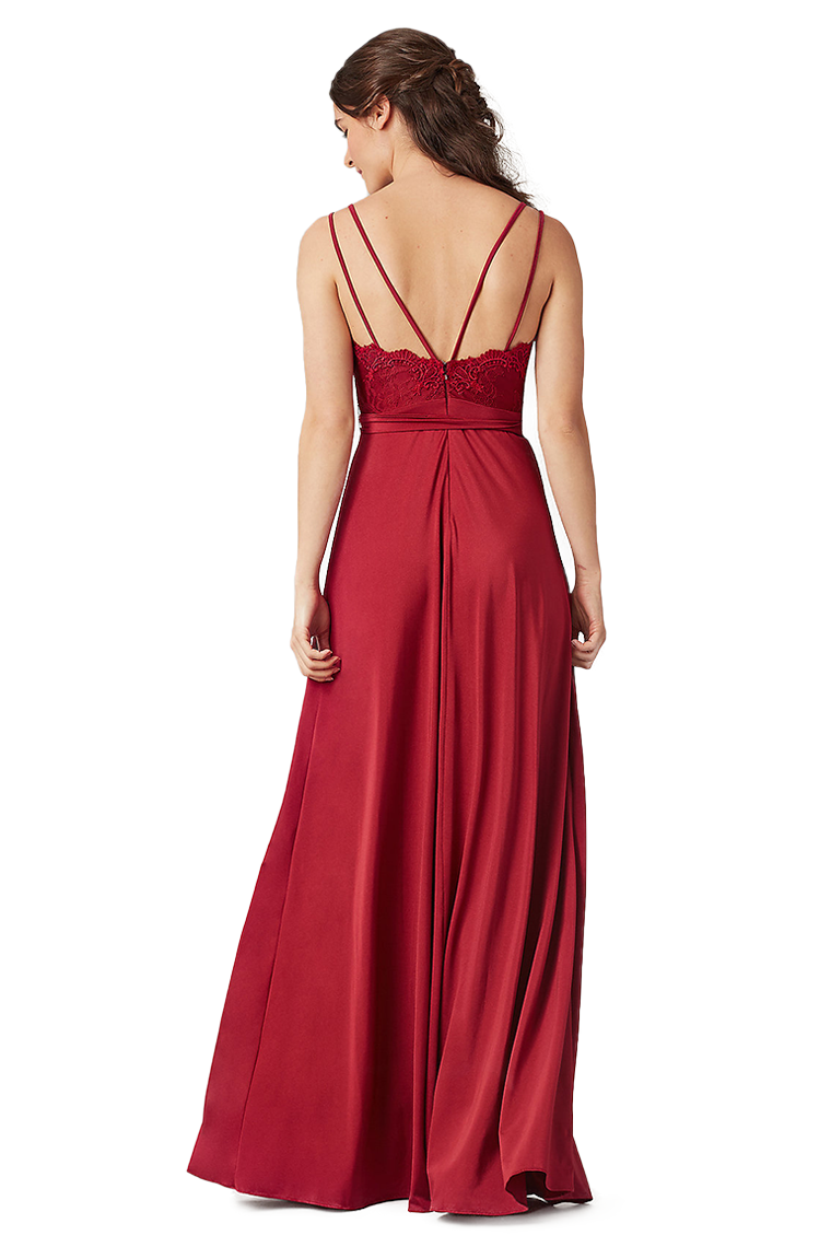 Lynn Floor Length Satin Sleeveless A-Line/Princess Straps Natural Waist Bridesmaid Dresses