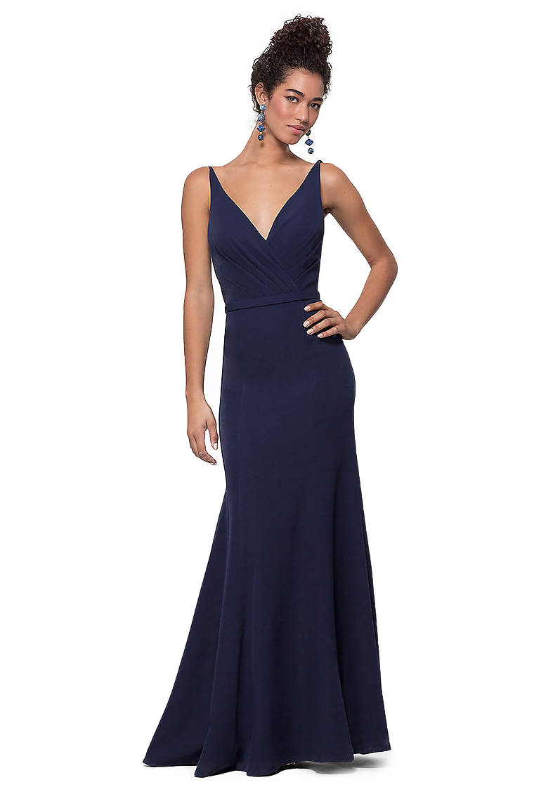 Laura Trumpet/Mermaid Floor Length V-Neck Satin Natural Waist Sleeveless Bridesmaid Dresses