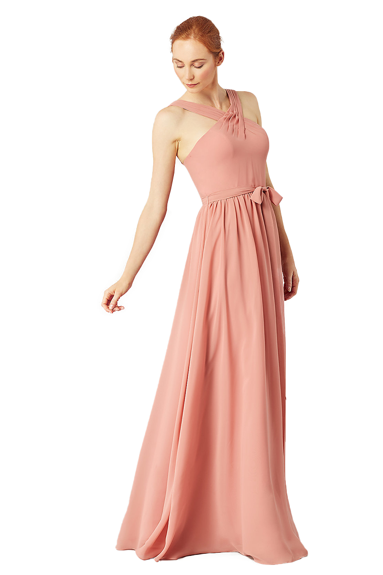 Alisa Chiffon Natural Waist A-Line/Princess Straps Floor Length Sleeveless Bridesmaid Dresses