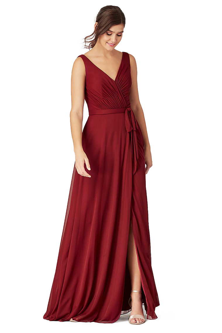 Laurel A-Line/Princess V-Neck Floor Length Natural Waist Sleeveless Chiffon Bridesmaid Dresses