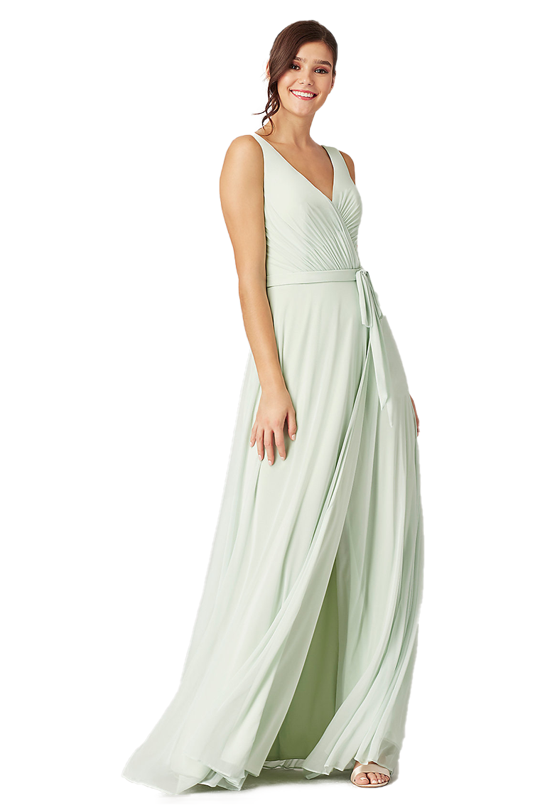 Laurel A-Line/Princess V-Neck Floor Length Natural Waist Sleeveless Chiffon Bridesmaid Dresses