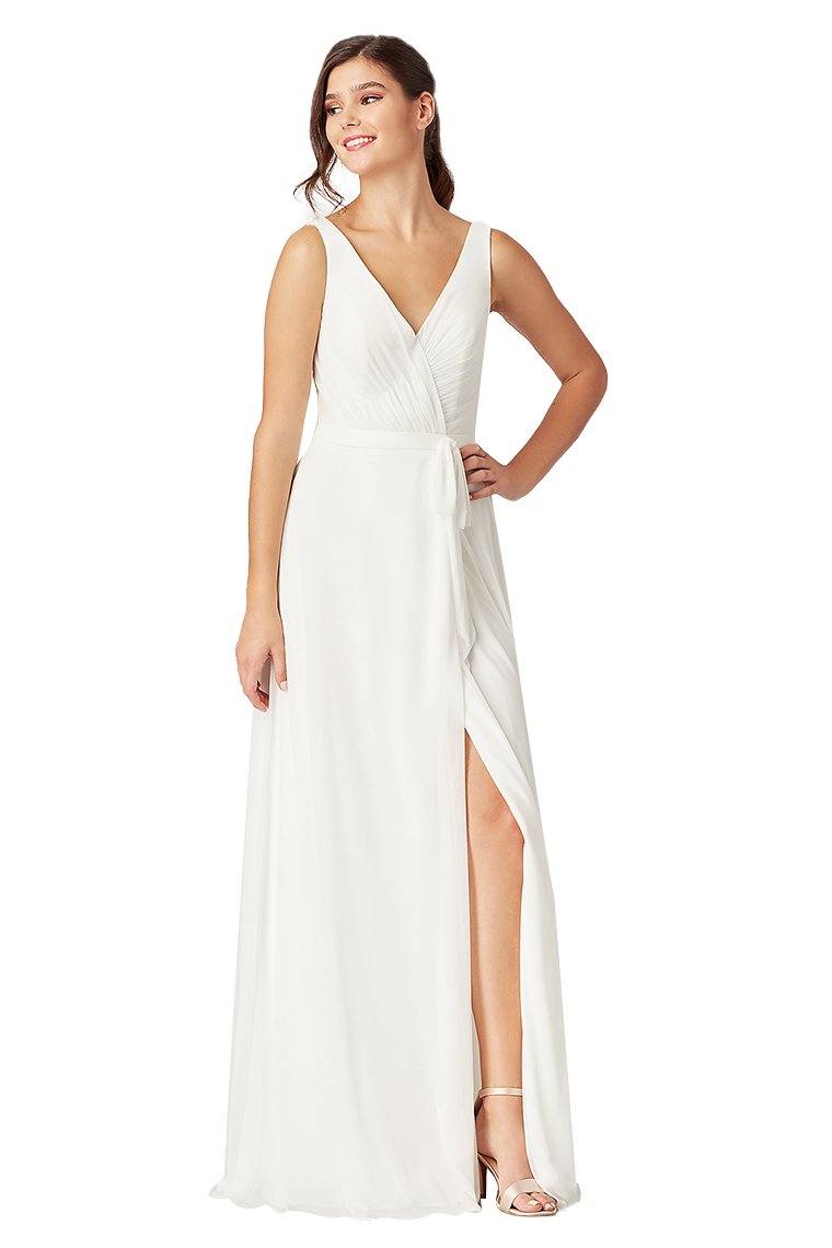 Laurel A-Line/Princess V-Neck Floor Length Natural Waist Sleeveless Chiffon Bridesmaid Dresses