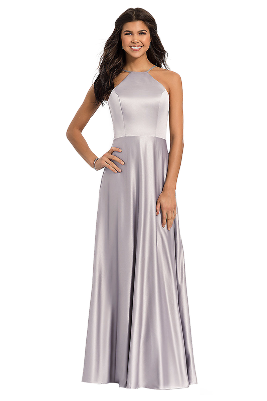 Novia A-Line/Princess Spaghetti Straps Floor Length Satin Natural Waist Sleeveless Bridesmaid Dresses