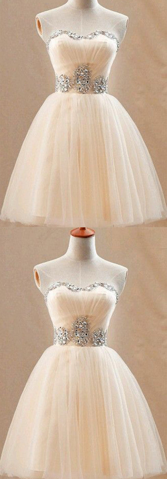 Elegant A-Line Sleeveless Knee Length With Sequins Homecoming Dresses