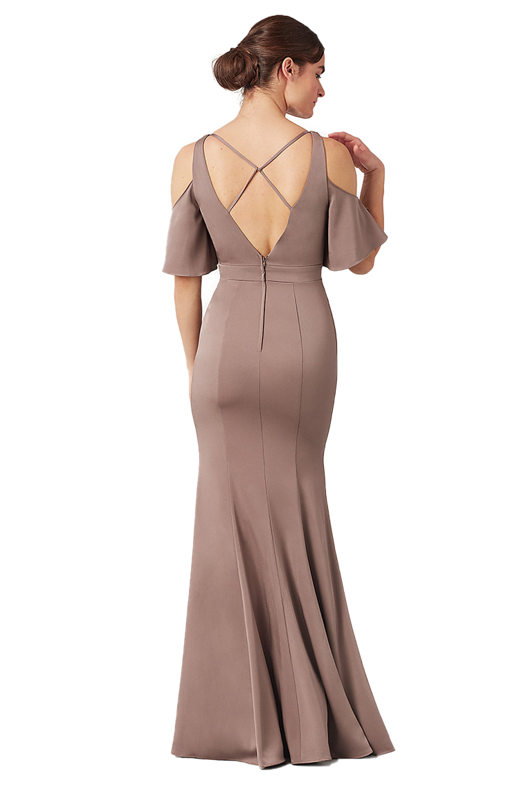 Jessica Sleeveless Scoop Stretch Satin Floor Length Natural Waist Trumpet/Mermaid Bridesmaid Dresses