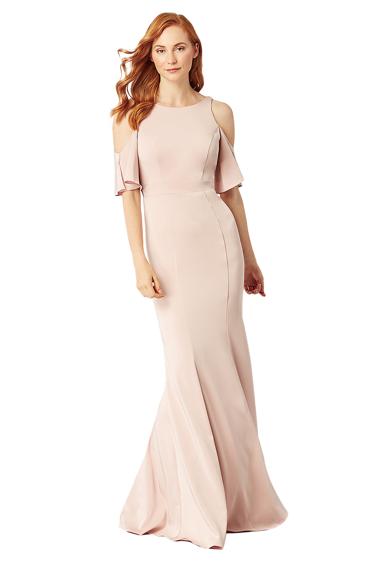 Jessica Sleeveless Scoop Stretch Satin Floor Length Natural Waist Trumpet/Mermaid Bridesmaid Dresses