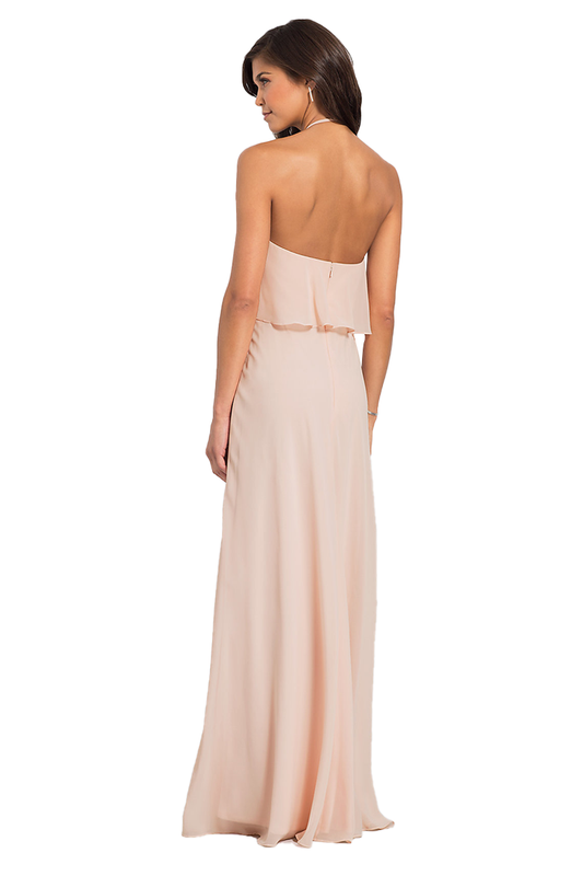 Chloe Sleeveless Floor Length A-Line/Princess Chiffon Halter Natural Waist Bridesmaid Dresses