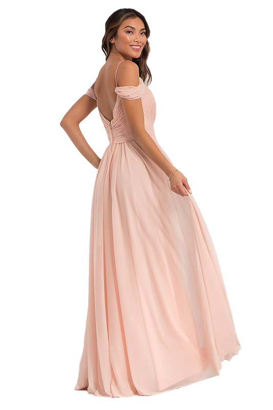 Michaelia Natural Waist A-Line/Princess Floor Length Off The Shoulder Chiffon Sleeveless Bridesmaid Dresses