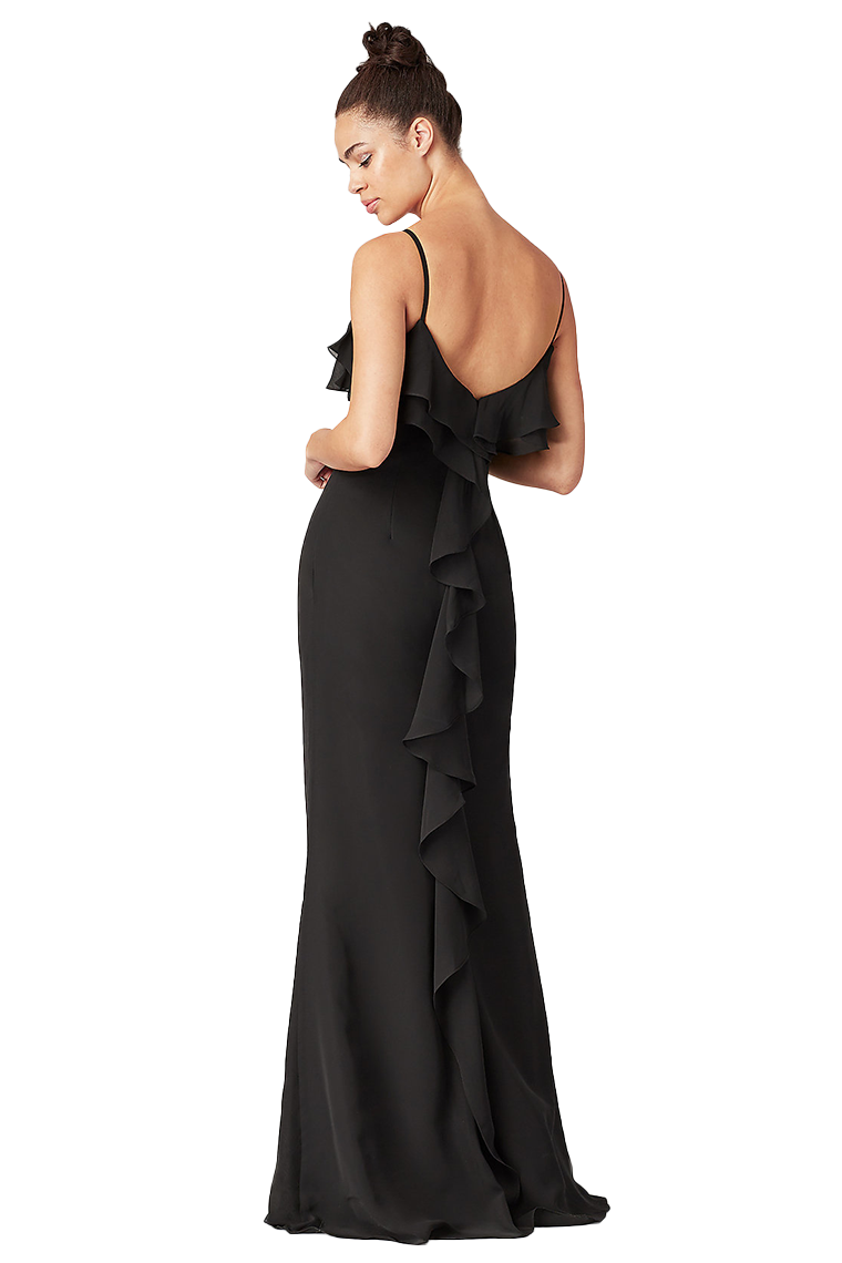 Kay Floor Length Chiffon Sheath/Column Sleeveless Natural Waist Spaghetti Straps Bridesmaid Dresses