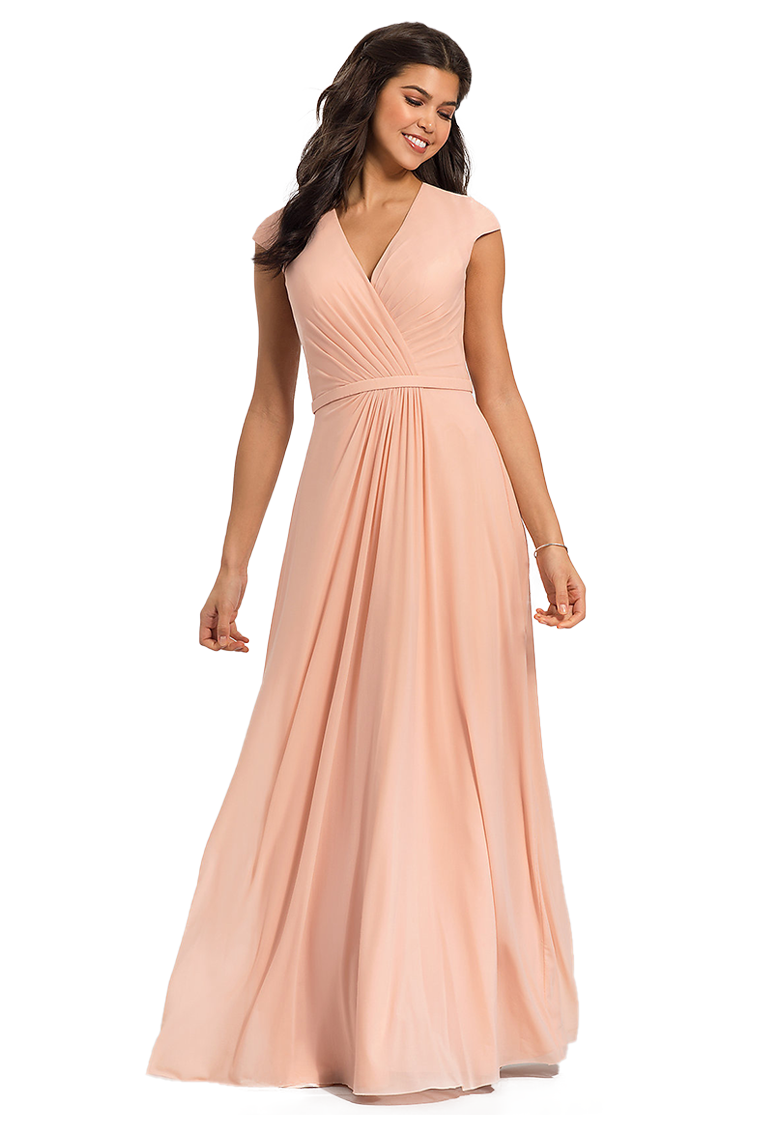 Jessica Natural Waist Sleeveless V-Neck Floor Length A-Line/Princess Chiffon Bridesmaid Dresses