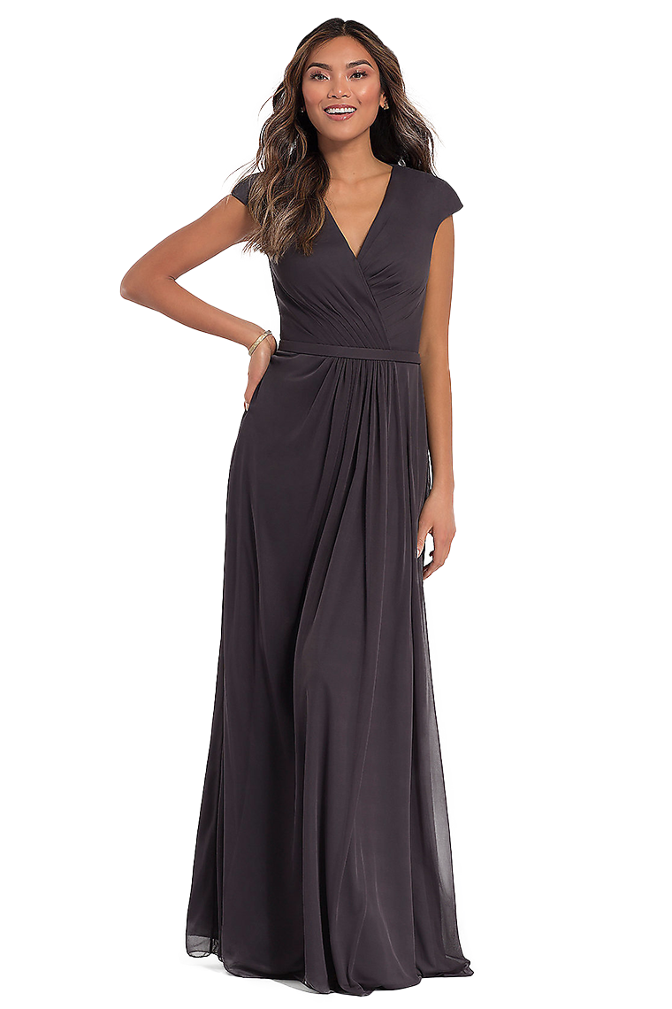 Jessica Natural Waist Sleeveless V-Neck Floor Length A-Line/Princess Chiffon Bridesmaid Dresses