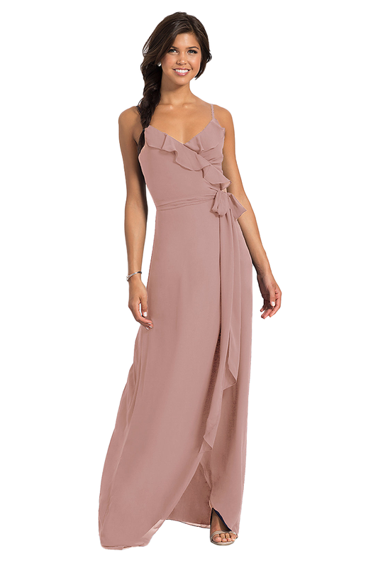 Cornelia Natural Waist Sleeveless Floor Length Chiffon A-Line/Princess Spaghetti Straps Bridesmaid Dresses