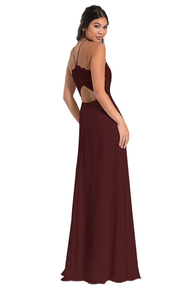 Renata Floor Length A-Line/Princess Sleeveless Natural Waist Chiffon Spaghetti Straps Bridesmaid Dresses