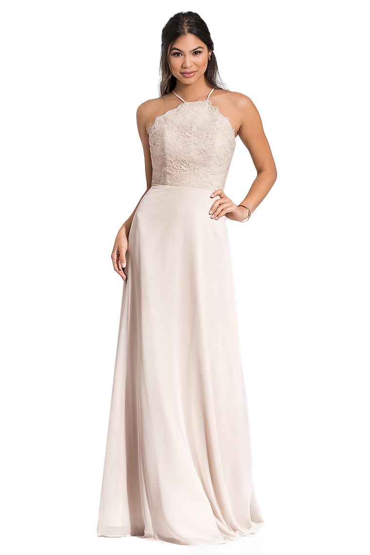 Renata Floor Length A-Line/Princess Sleeveless Natural Waist Chiffon Spaghetti Straps Bridesmaid Dresses